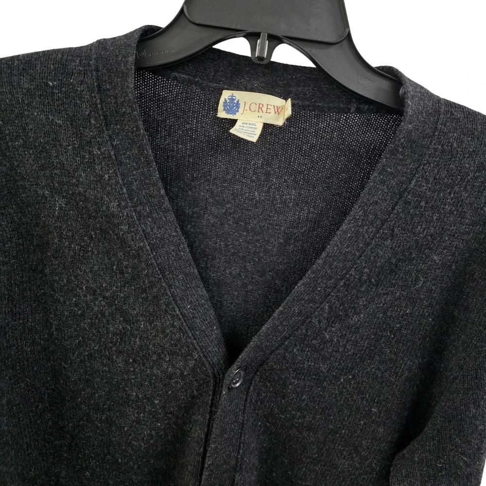 J.Crew Mens Wool Cashmere Blend V-Neck Cardigan Sweater Gray Small